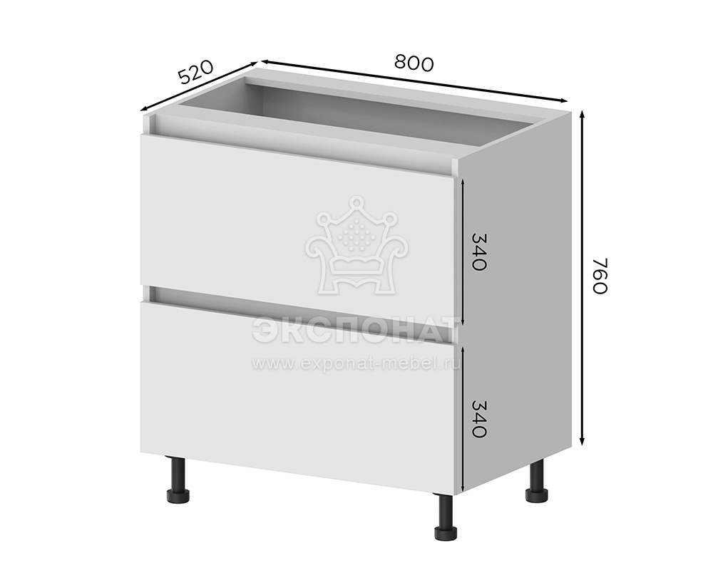 Н2Я 800 Шкаф нижний 2 ящика Кухня Этерна (ETERNA)